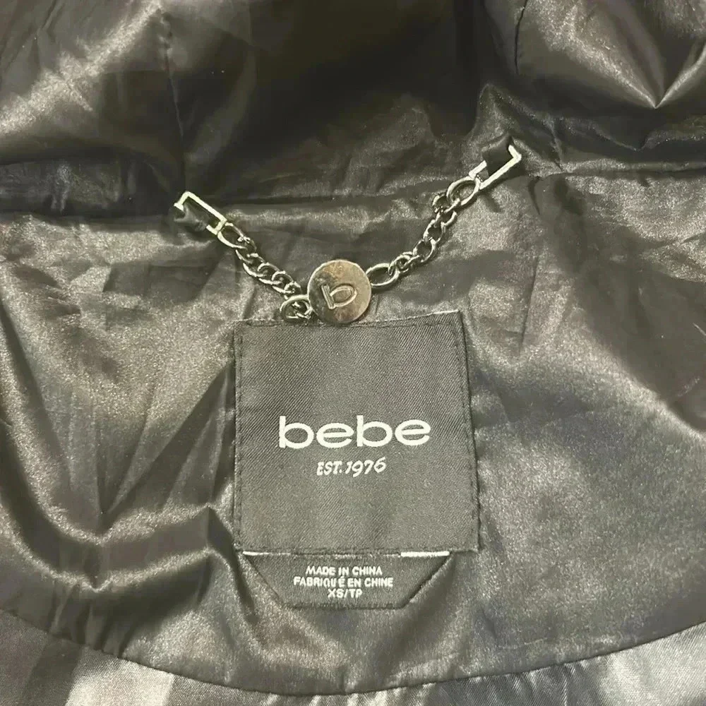 Bebe Quilted Puffer Down Filled Hooded Jacket Women’s Size XS Black